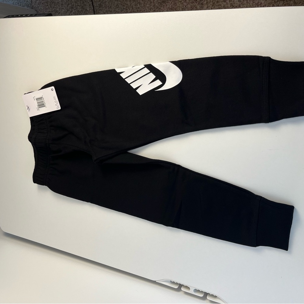 Nike 5 Black Kids Joggers with White Logo, NEW sweatpants
